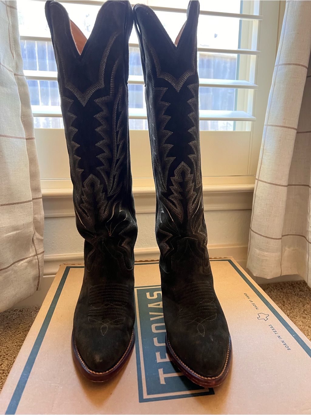 Tecovas Olive Suede Abby Cowboy Boots